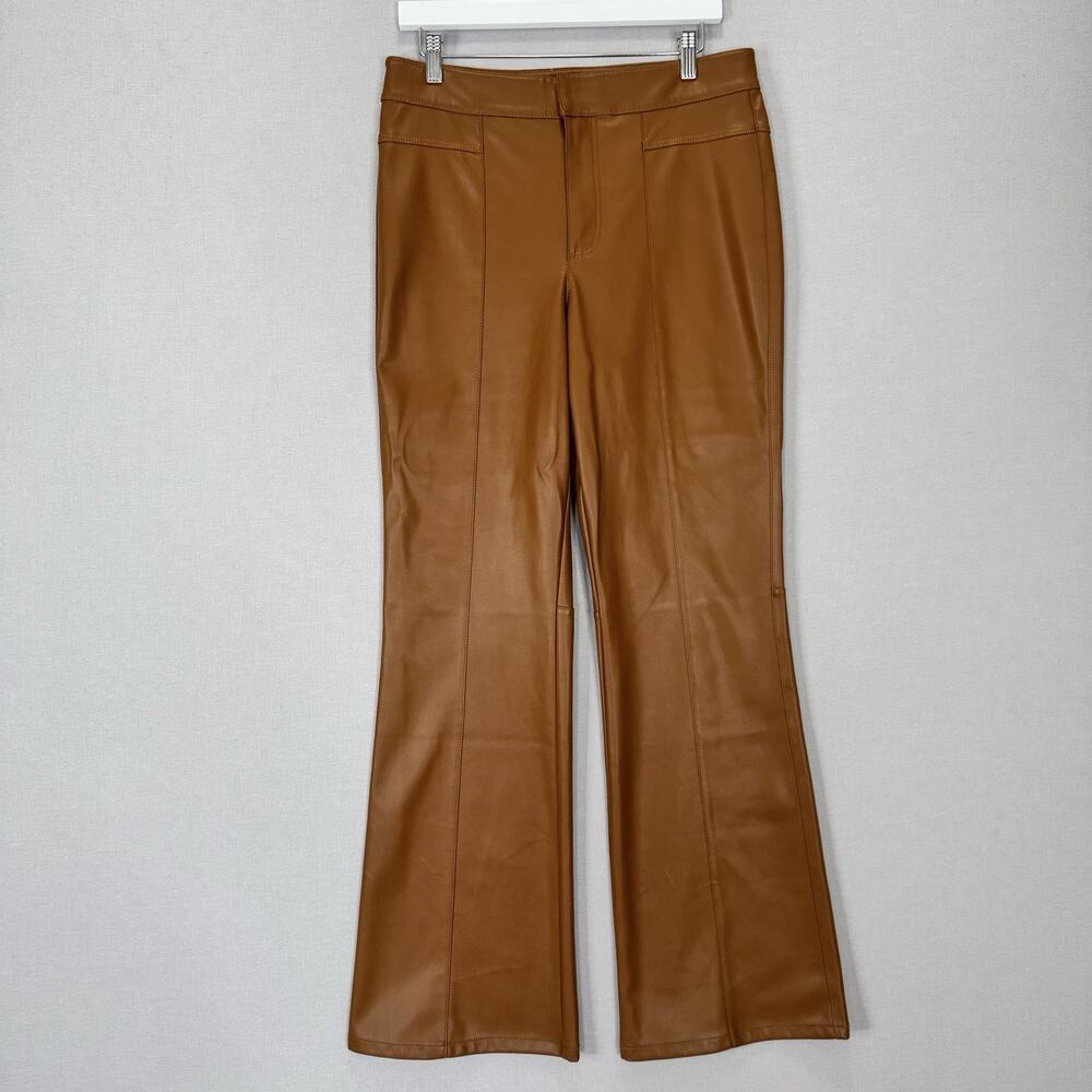 We The Free Free People Uptown Vegan Leather Pants Womens 10 Brown Flare Retro